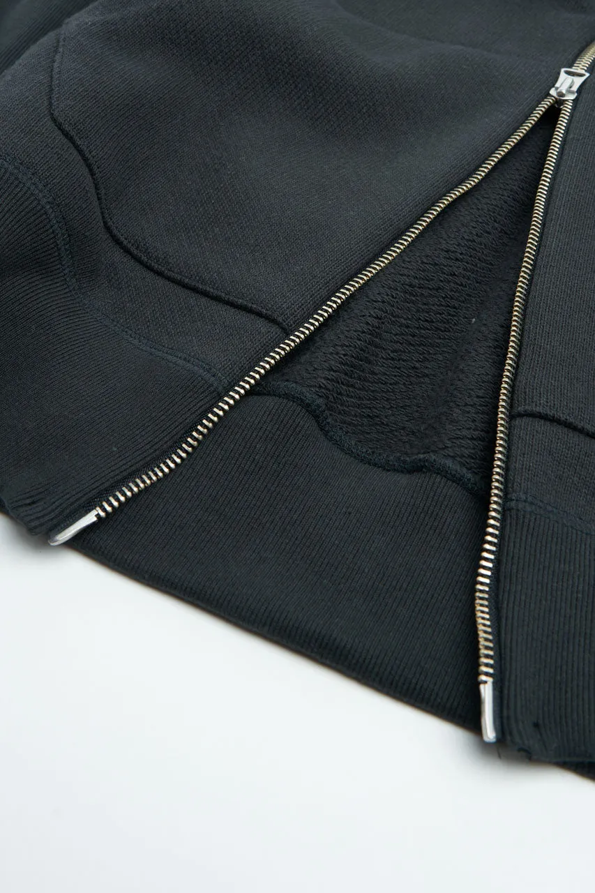 Wonder Looper Zip Hoodie Double Heavyweight French Terry Sumi Black