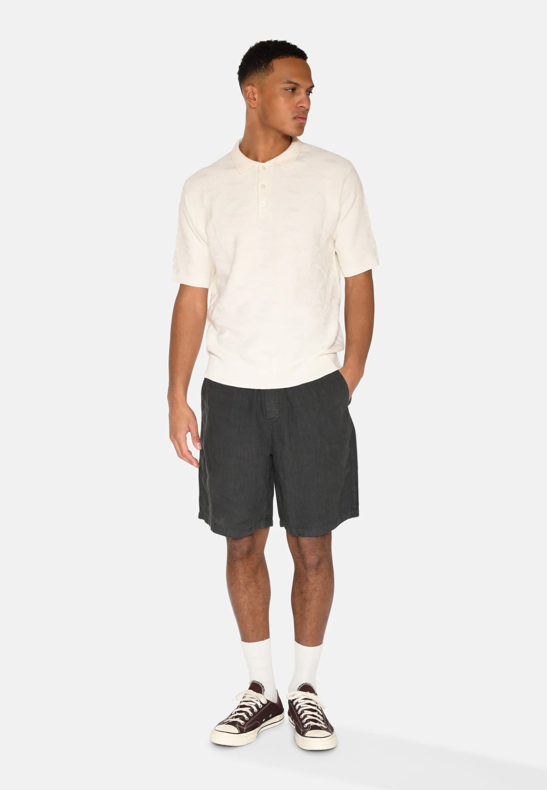 Wyatt knit polo 4121 - Coco Milk