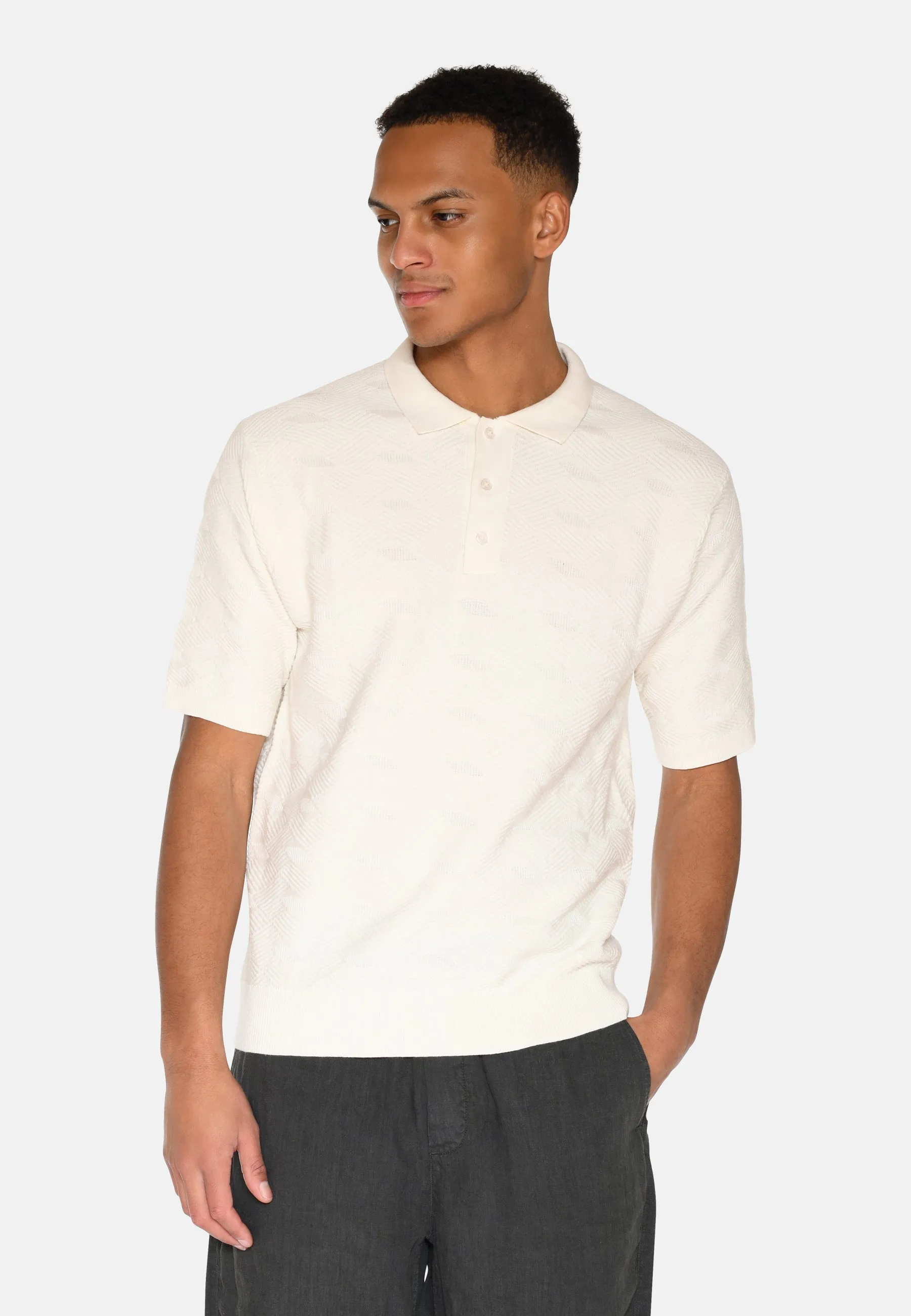 Wyatt knit polo 4121 - Coco Milk