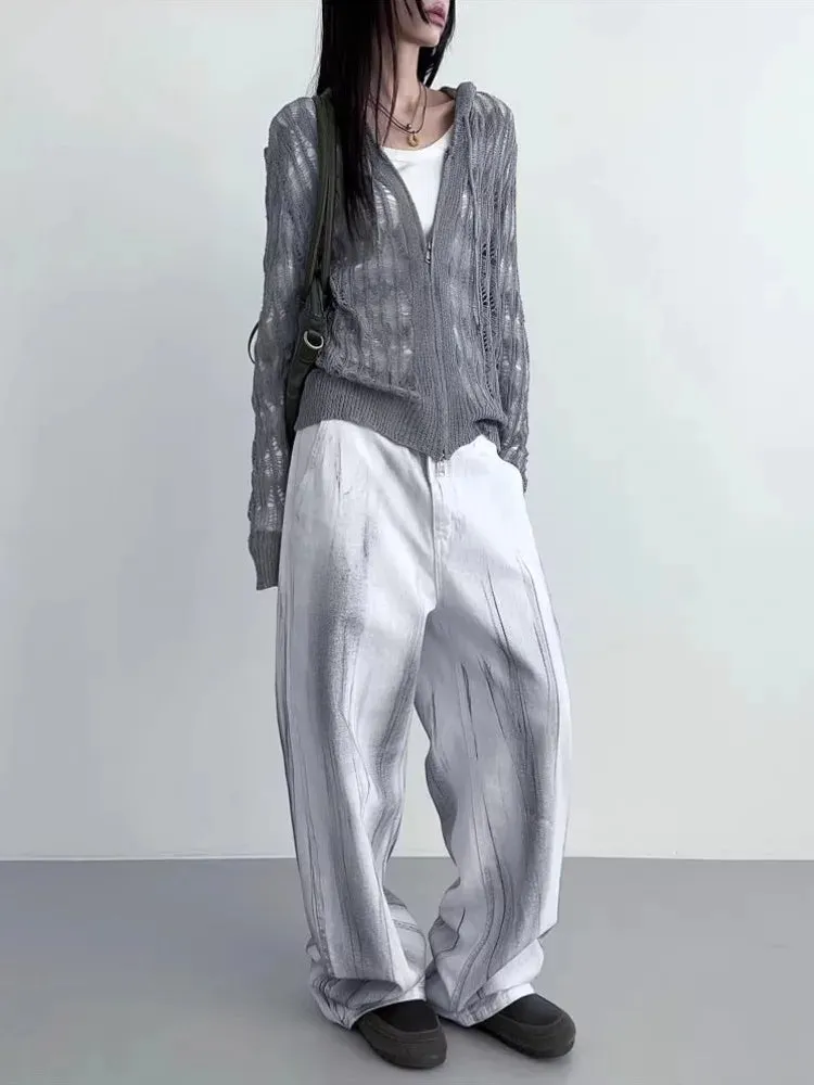 Y2K Crochet Hooded Cardigan