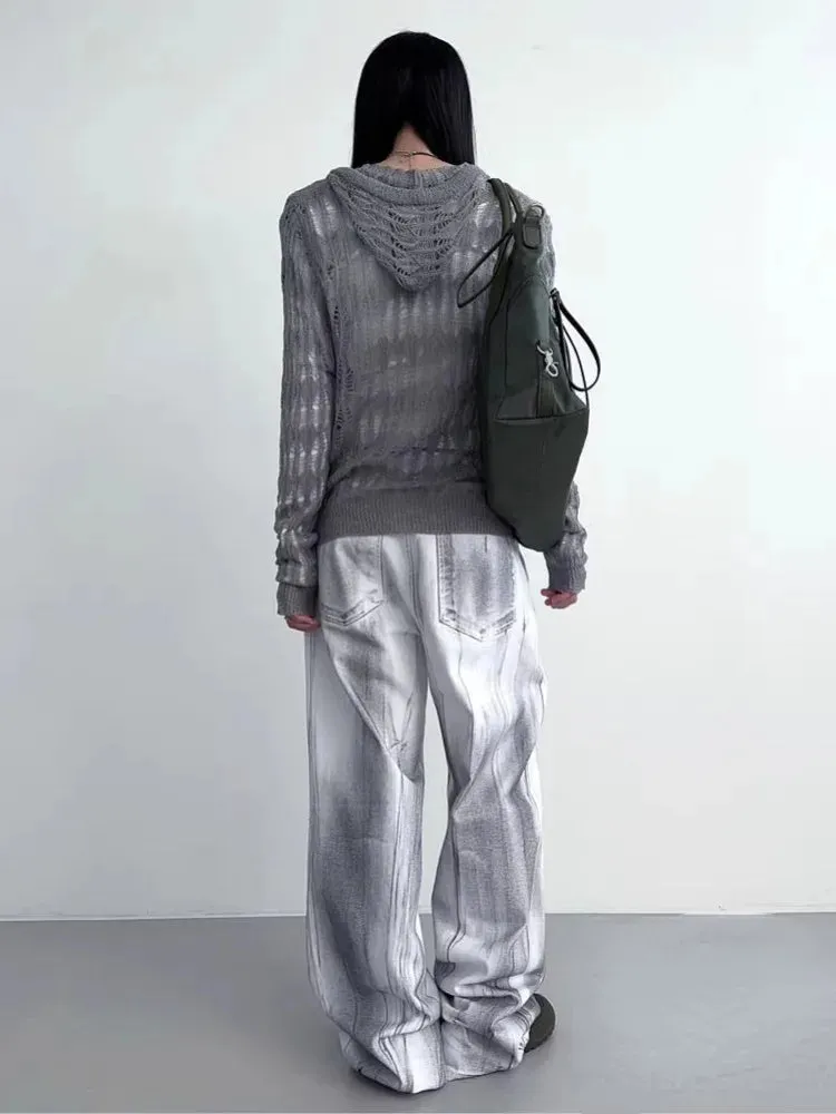 Y2K Crochet Hooded Cardigan