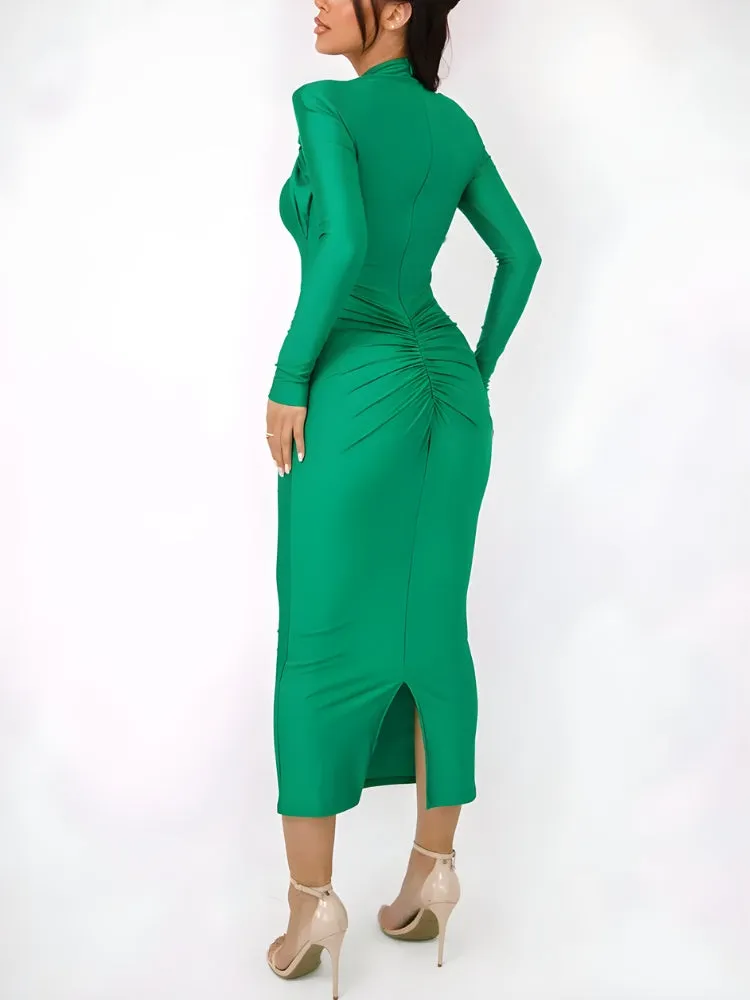Y2K Ruched Cut Out Midi Dress