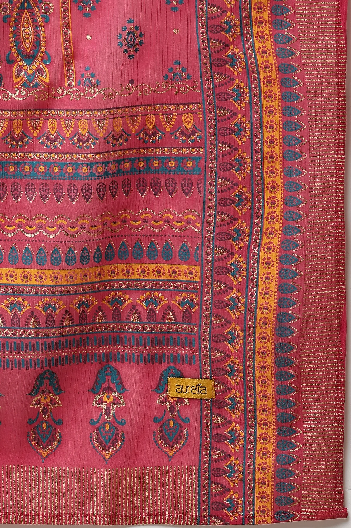 Yellow Foil Printed kurta, Culottes & Dupatta