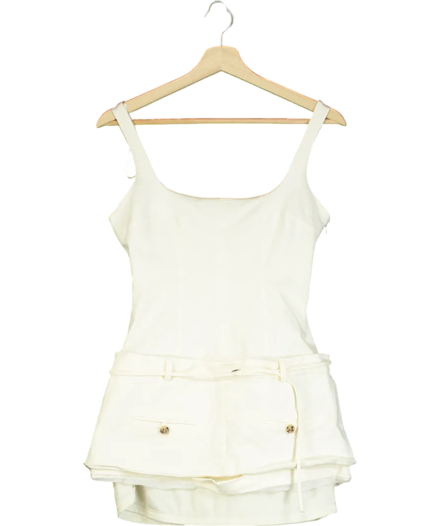 ZARA Cream Belted Fitted Mini Dress UK M