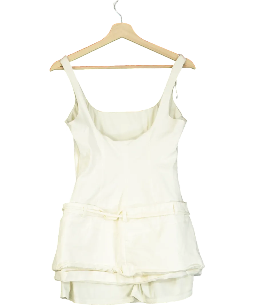 ZARA Cream Belted Fitted Mini Dress UK M