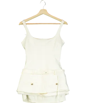 ZARA Cream Belted Fitted Mini Dress UK M